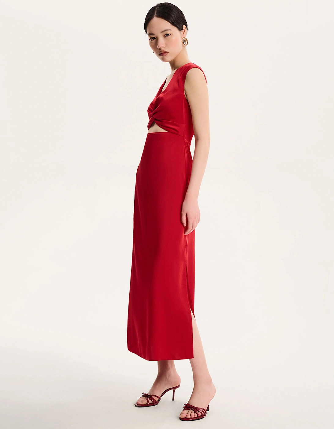 Marin Twist Satin Dress in Barbados Cherry