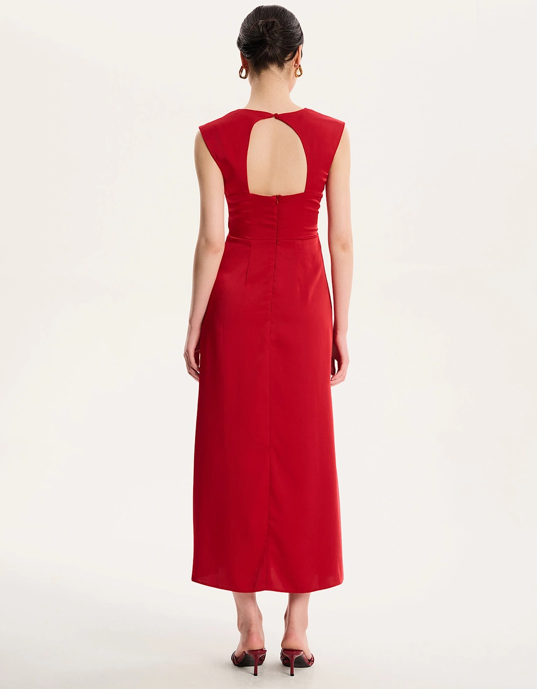 Marin Twist Satin Dress in Barbados Cherry