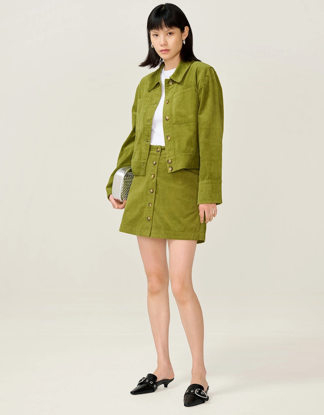 Millie Cord Jacket in Moss Green