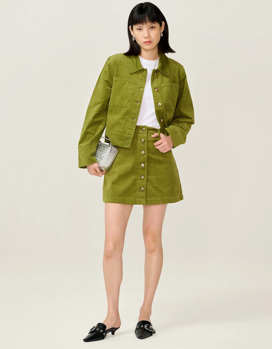 Millie Cord Jacket in Moss Green