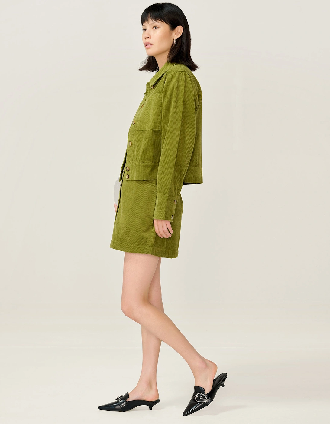 Millie Cord Jacket in Moss Green