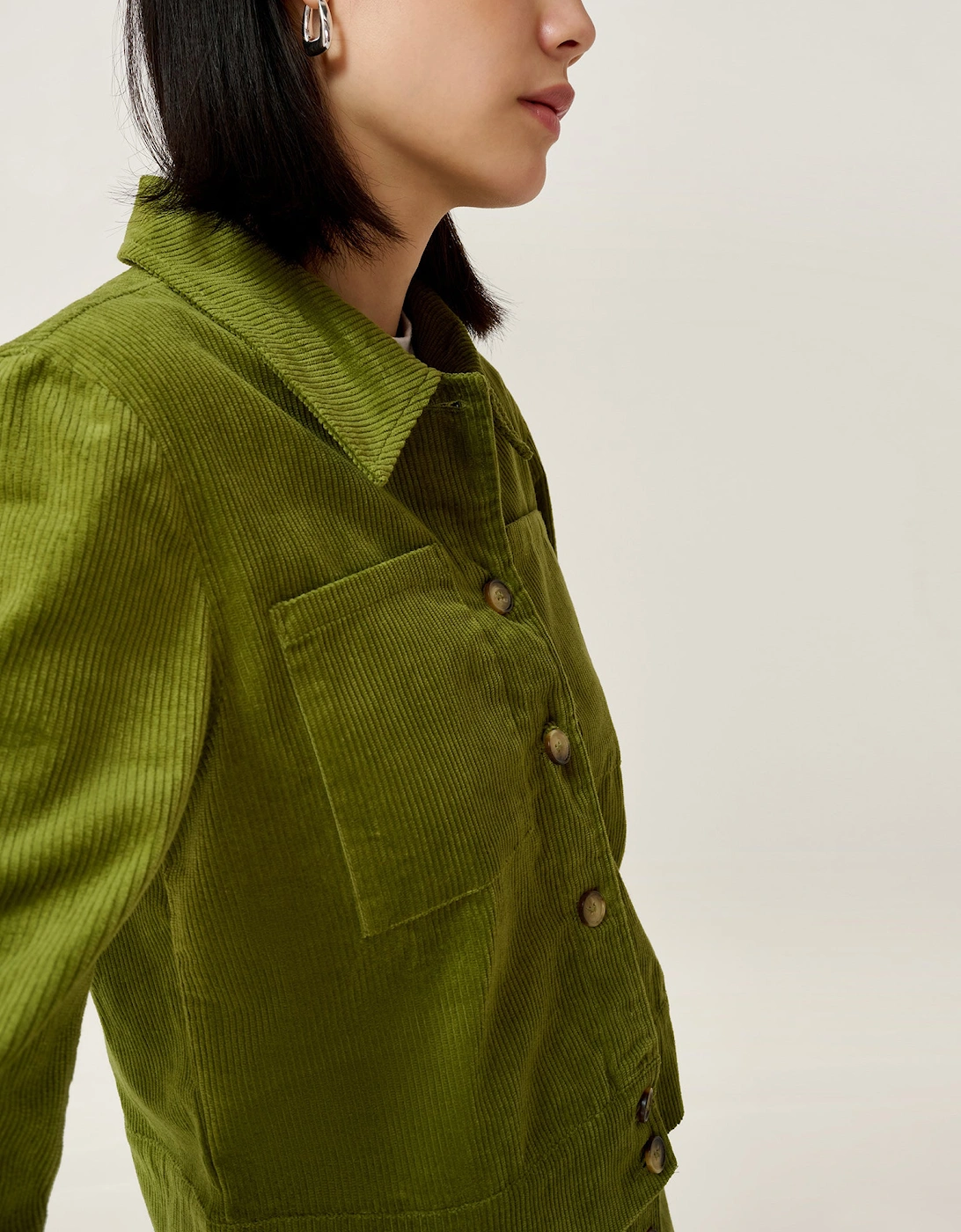 Millie Cord Jacket in Moss Green