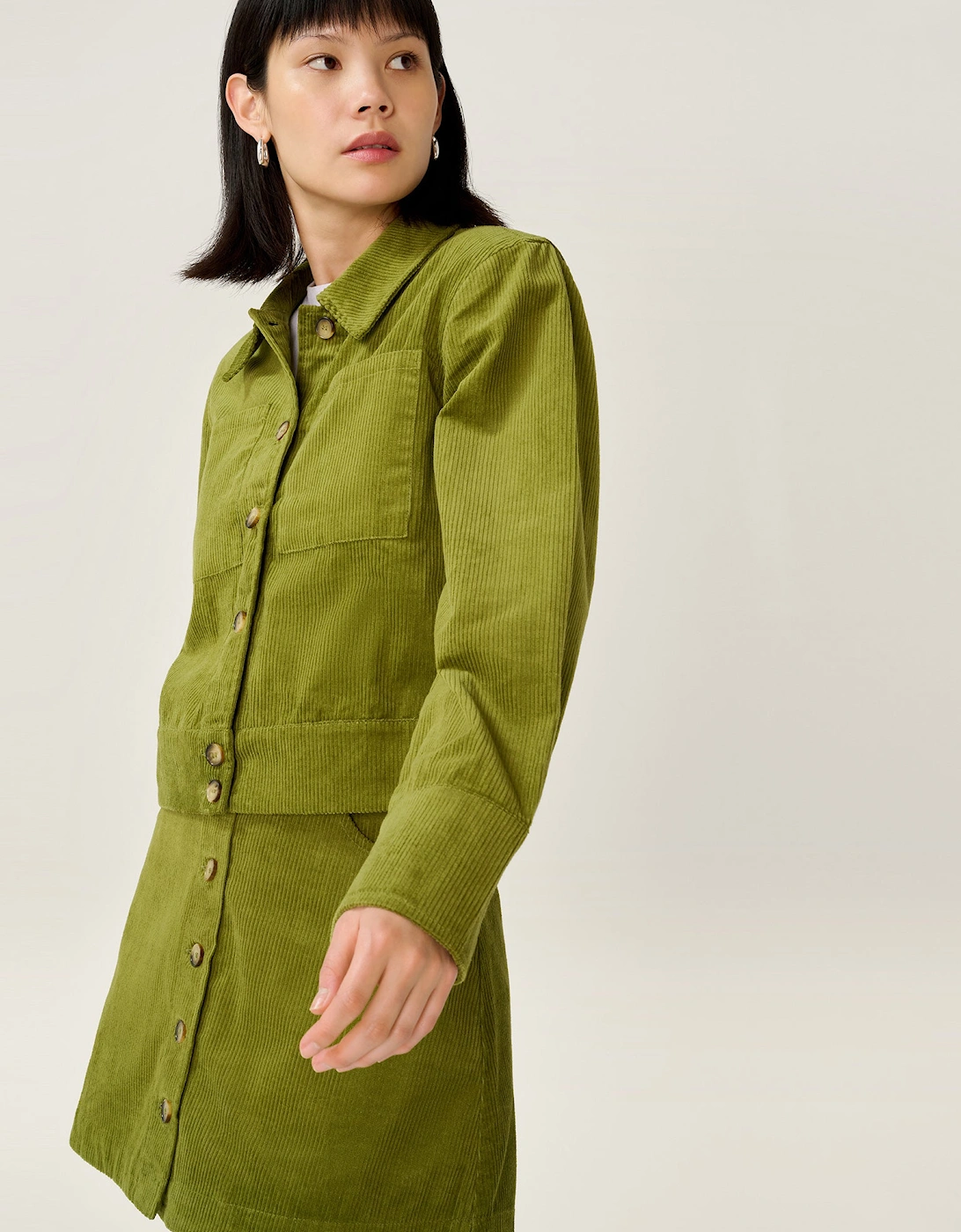 Omnes Women's Tan Millie Cord Jacket In Moss Green - : 6 Xs