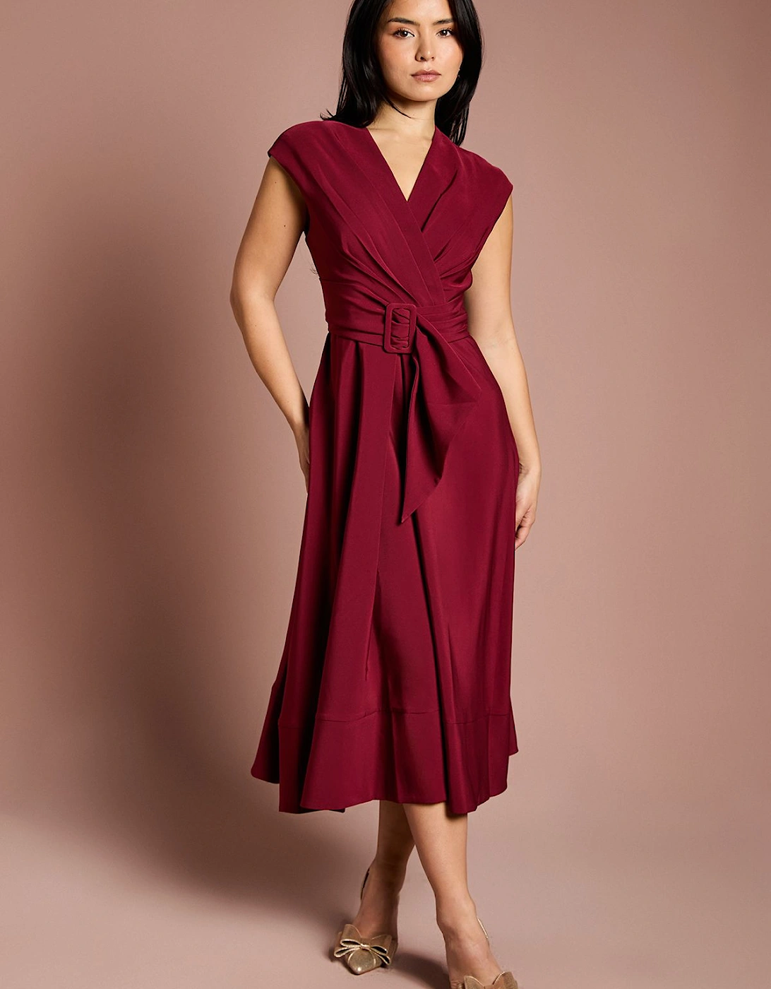 Petite Belted Crepe Dress, 2 of 1