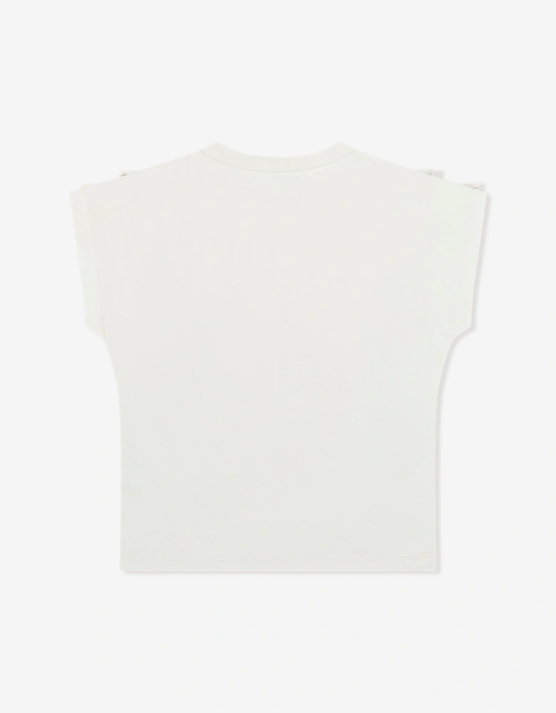 Girls Logo Ruffle Top in Beige