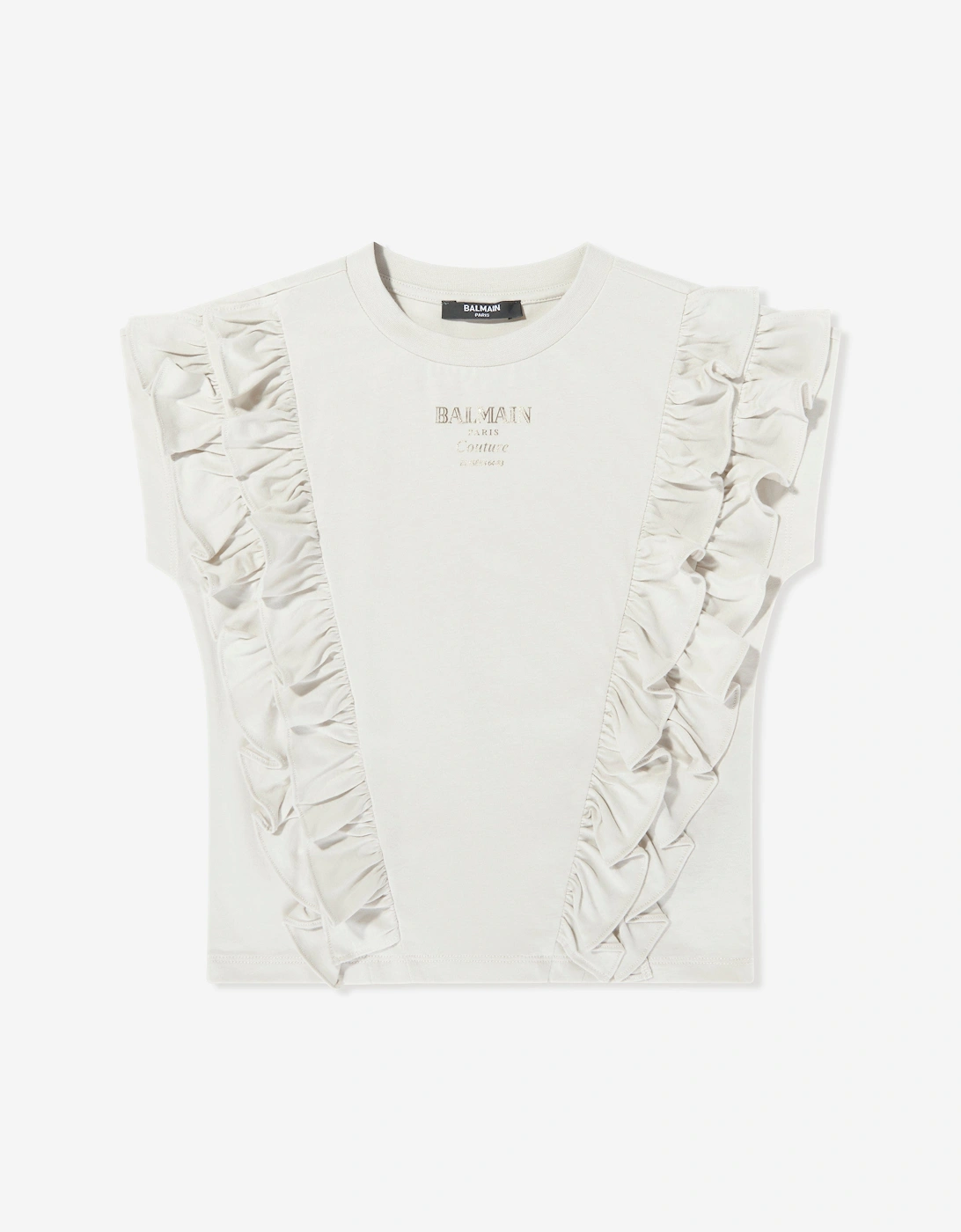 Girls Logo Ruffle Top in Beige, 5 of 4