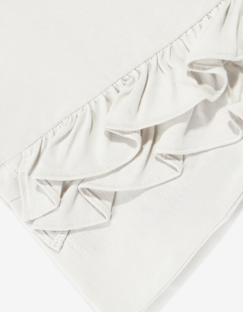 Girls Logo Ruffle Top in Beige