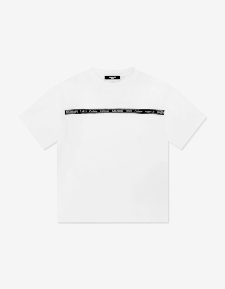 Boys Stripe Logo T-Shirt in White