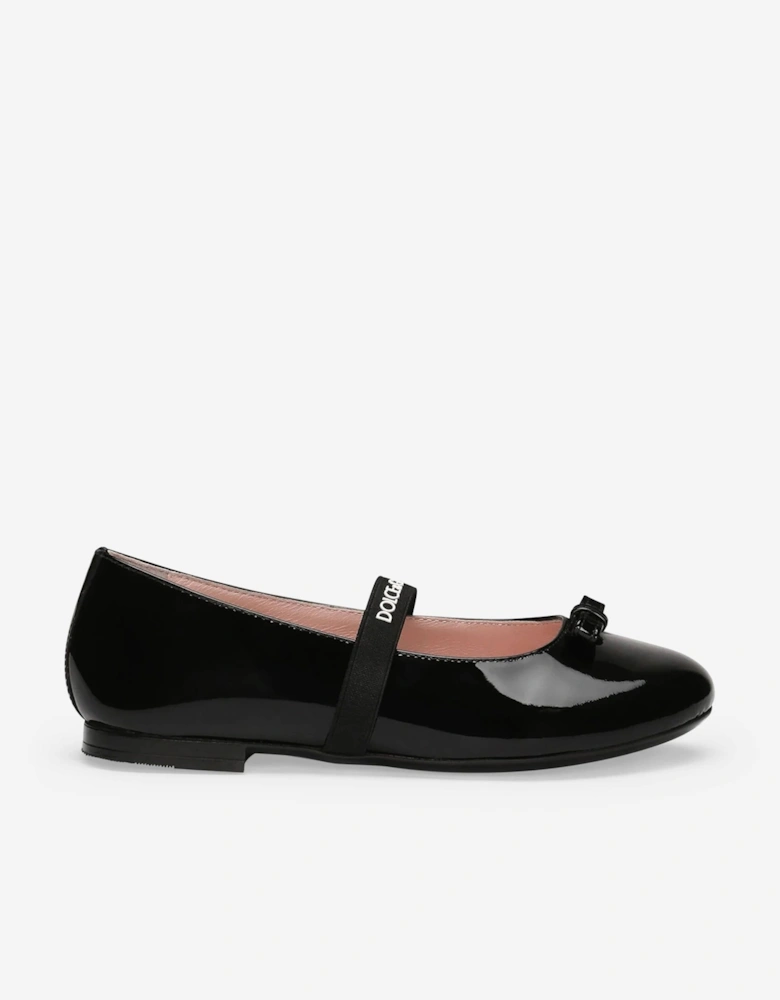 Girls Patent Leather Ballet Flats in Black