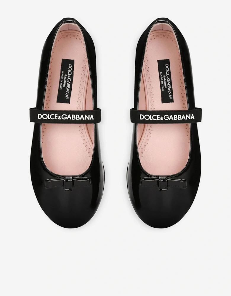 Girls Patent Leather Ballet Flats in Black