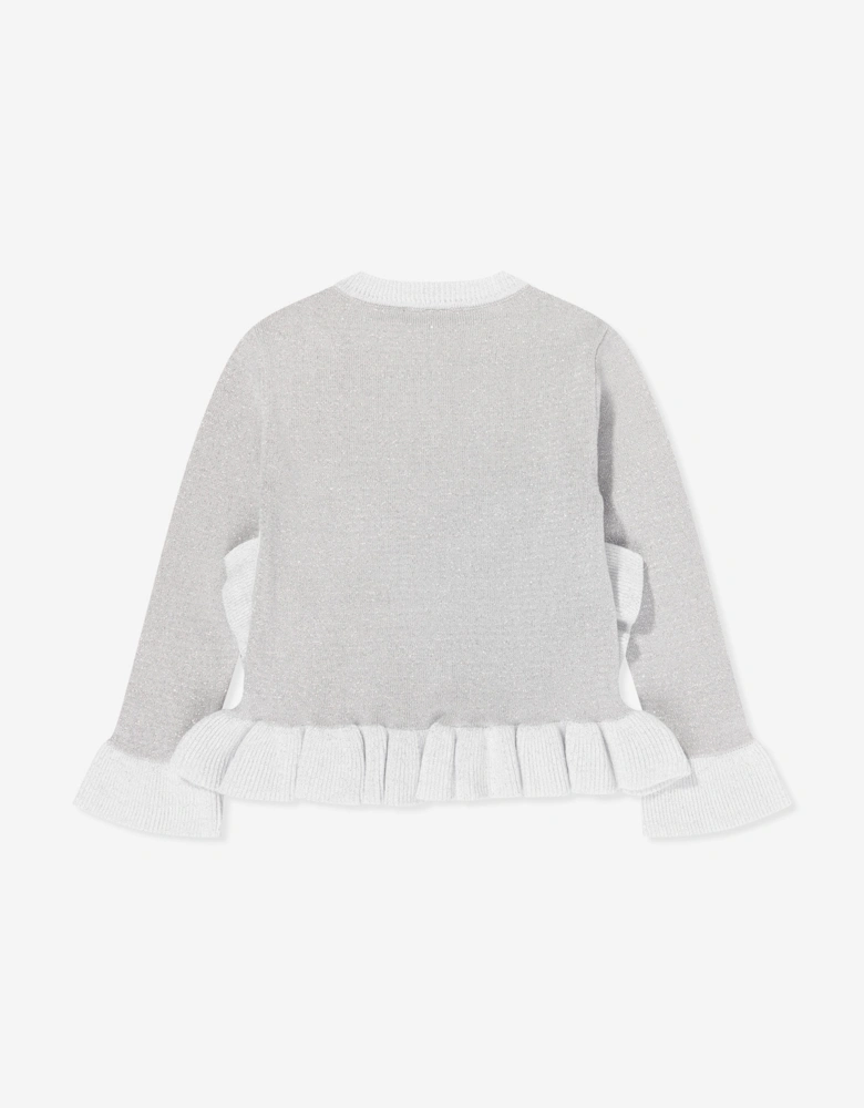 Girls Swan Cardigan in Silver