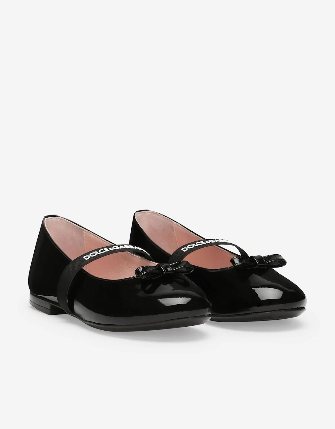 Girls Patent Leather Ballet Flats in Black