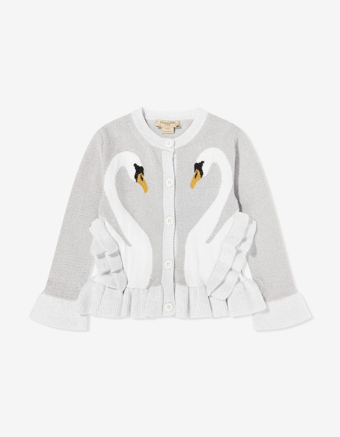 Girls Swan Cardigan in Silver, 5 of 4