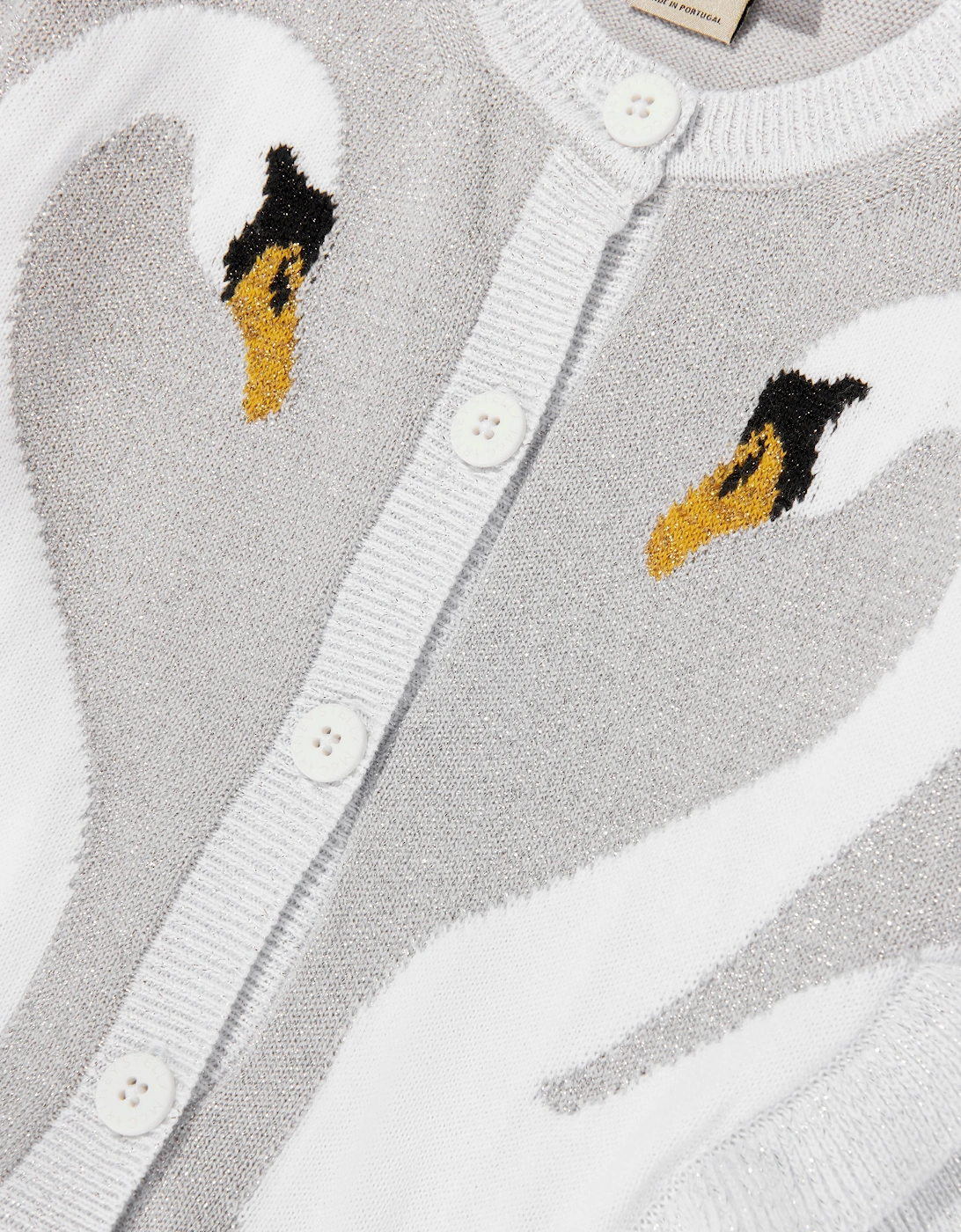 Girls Swan Cardigan in Silver