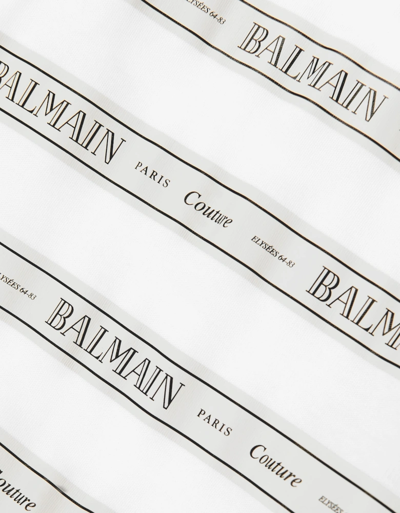 Baby Striped Logo Babygrow in White