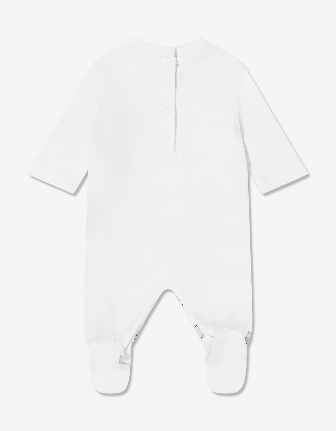 Baby Striped Logo Babygrow in White