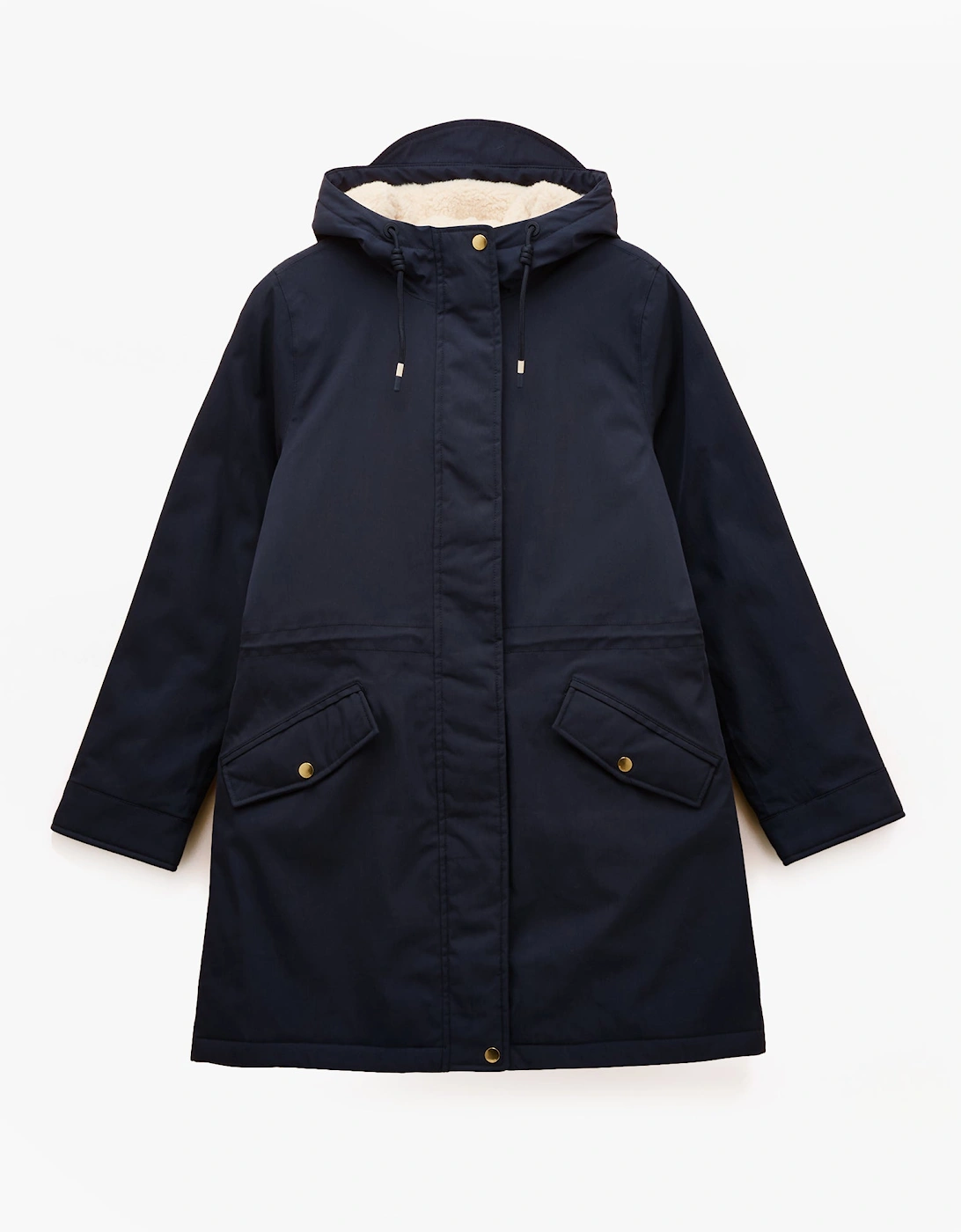 Women's Joules PORTWELL Waterproof Hoodie Raincoat With Adjustable Waist Navy - Blue - Size: 8