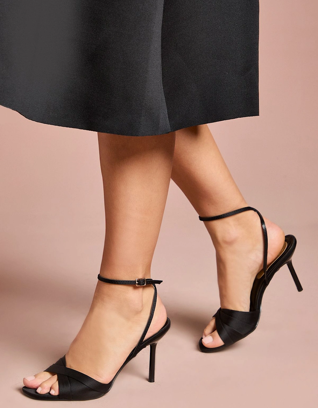 Bree Satin Cross Over High Stiletto Heel Sandals, 2 of 1