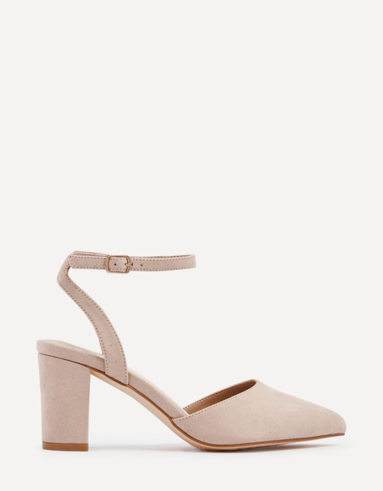 Larsa Wide Fit Nude Faux Suede Classic Pointed Toe Court Heel