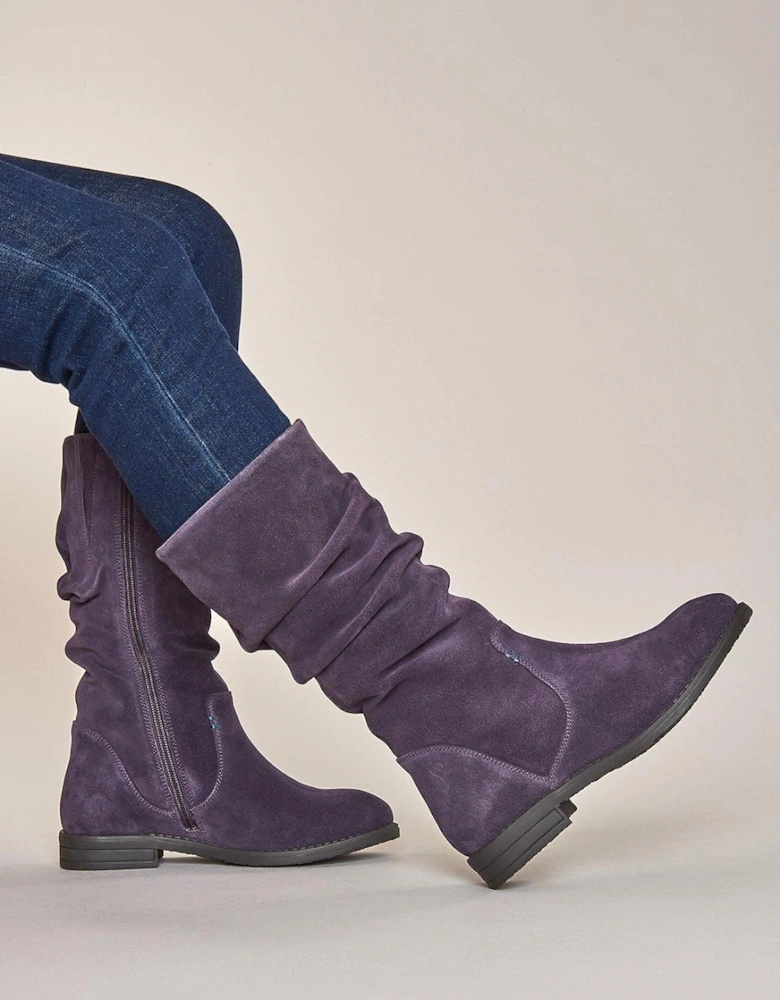 'Glacier Suede 2' Ladies Ruched Suede Boots