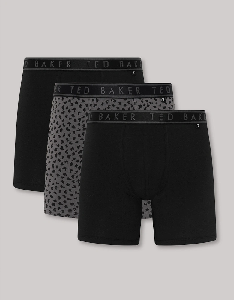 3-Pack Cotton Boxer Briefs Mens Boxer Briefs Black Bolt On/Brush Strokes/Black