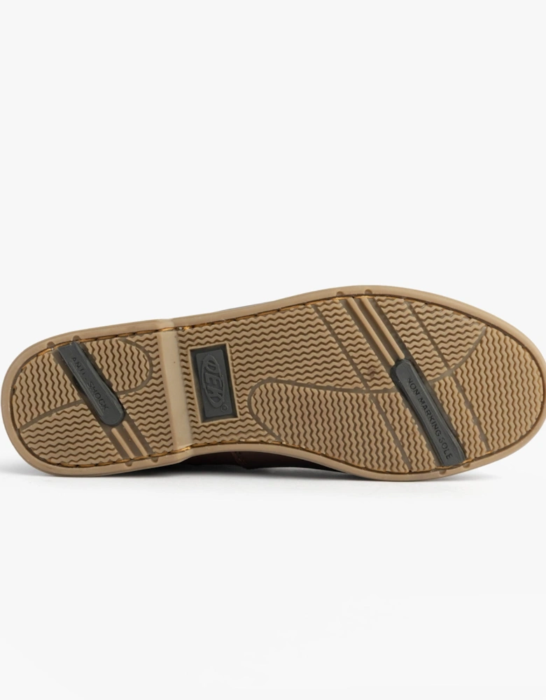 RIVER Mens Leather Moccasin Boat Shoes Brown