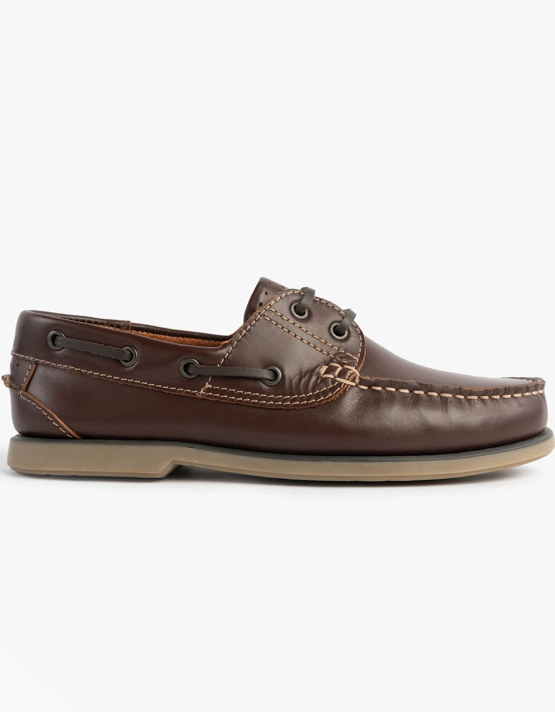 RIVER Mens Leather Moccasin Boat Shoes Brown