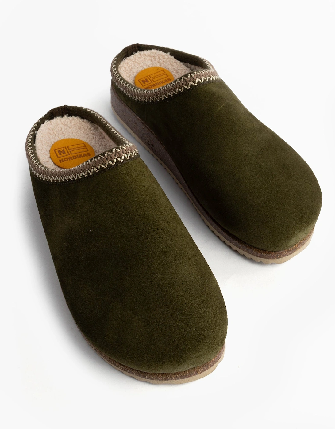 2258 Mens Suede Mule Slippers Khaki