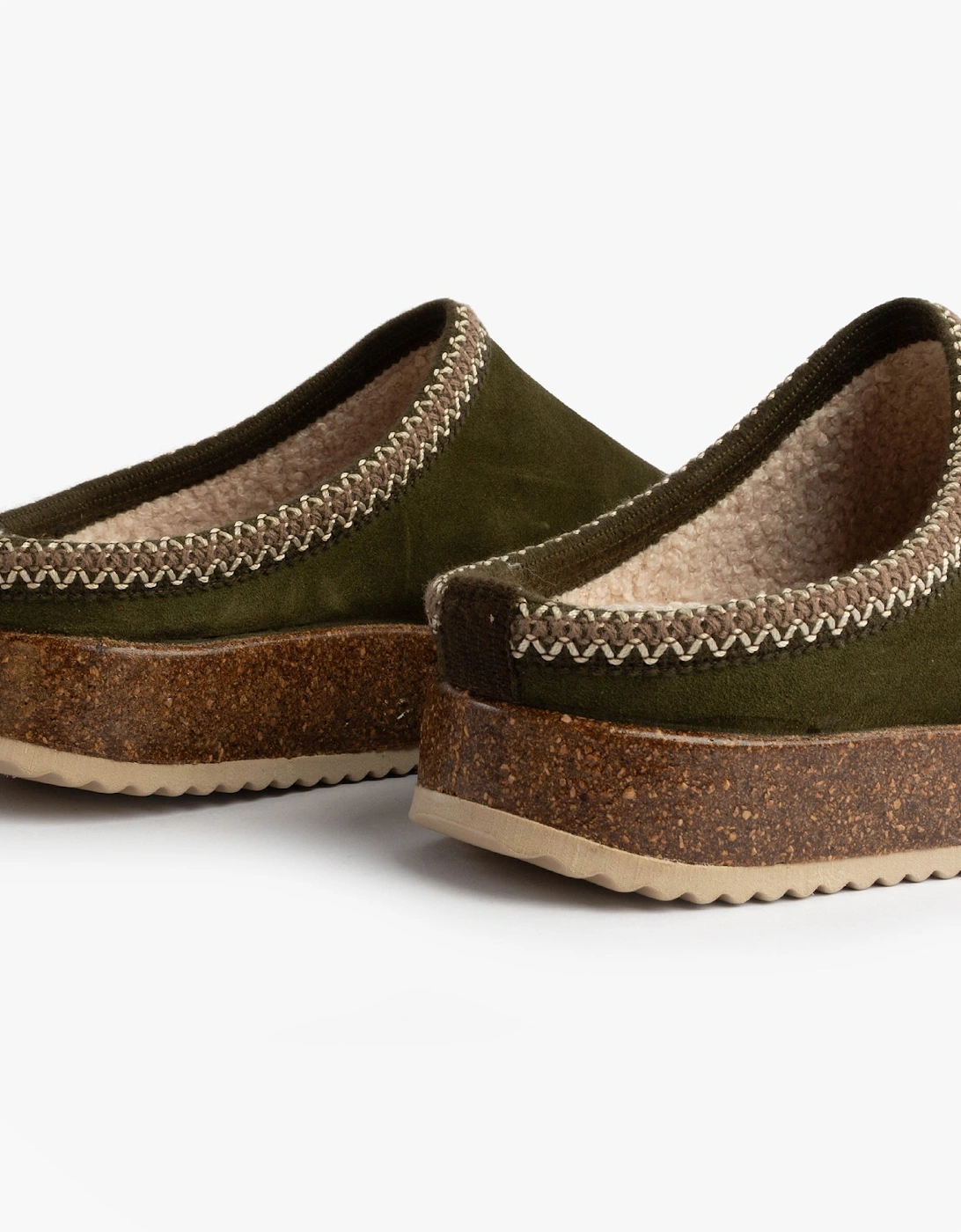 2258 Mens Suede Mule Slippers Khaki