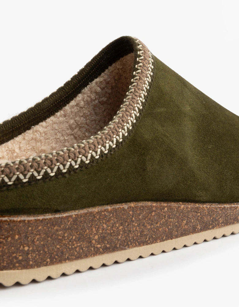 2258 Mens Suede Mule Slippers Khaki