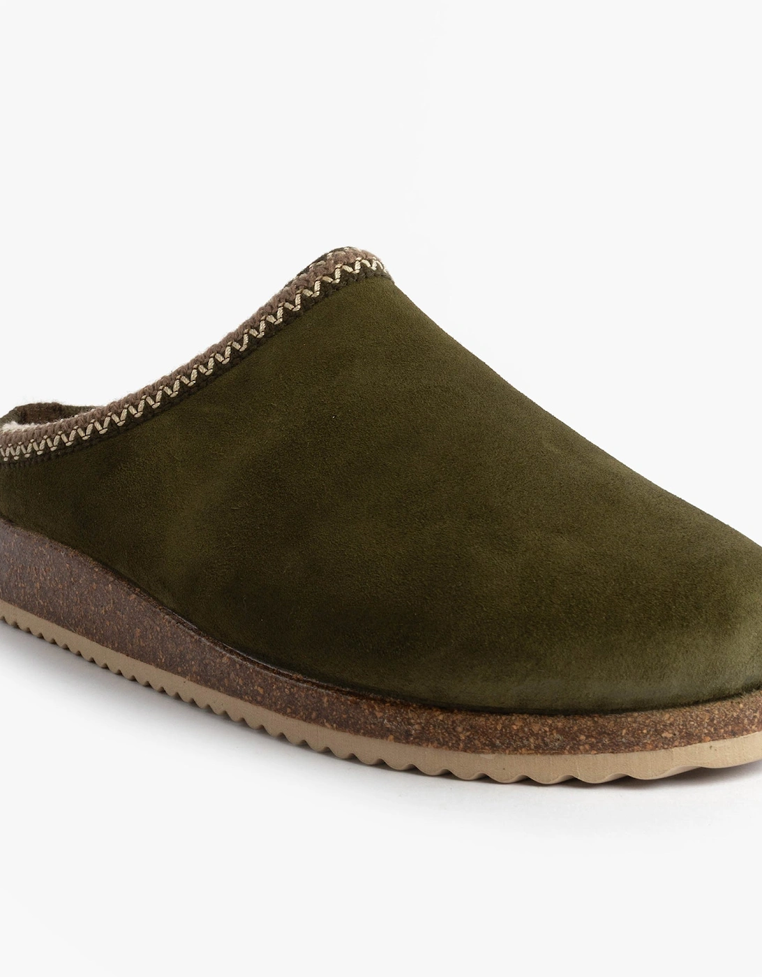 2258 Mens Suede Mule Slippers Khaki