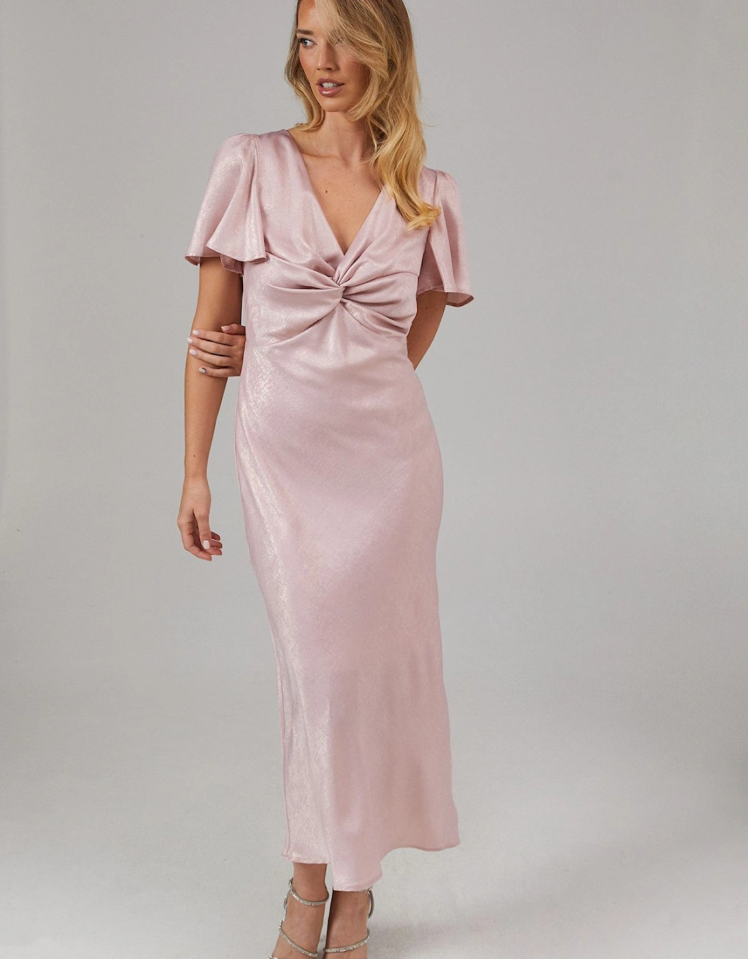 Shimmer Chiffon Twist Front Bridesmaid Dress, 2 of 1