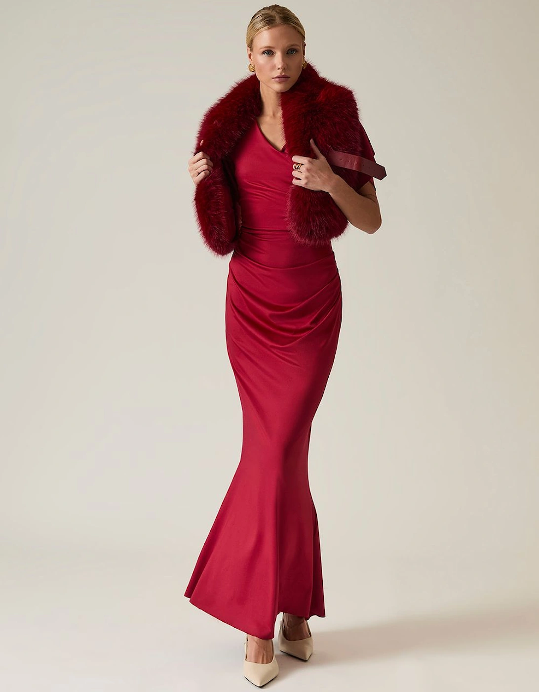 Red Gathered Maxi Dress, 2 of 1