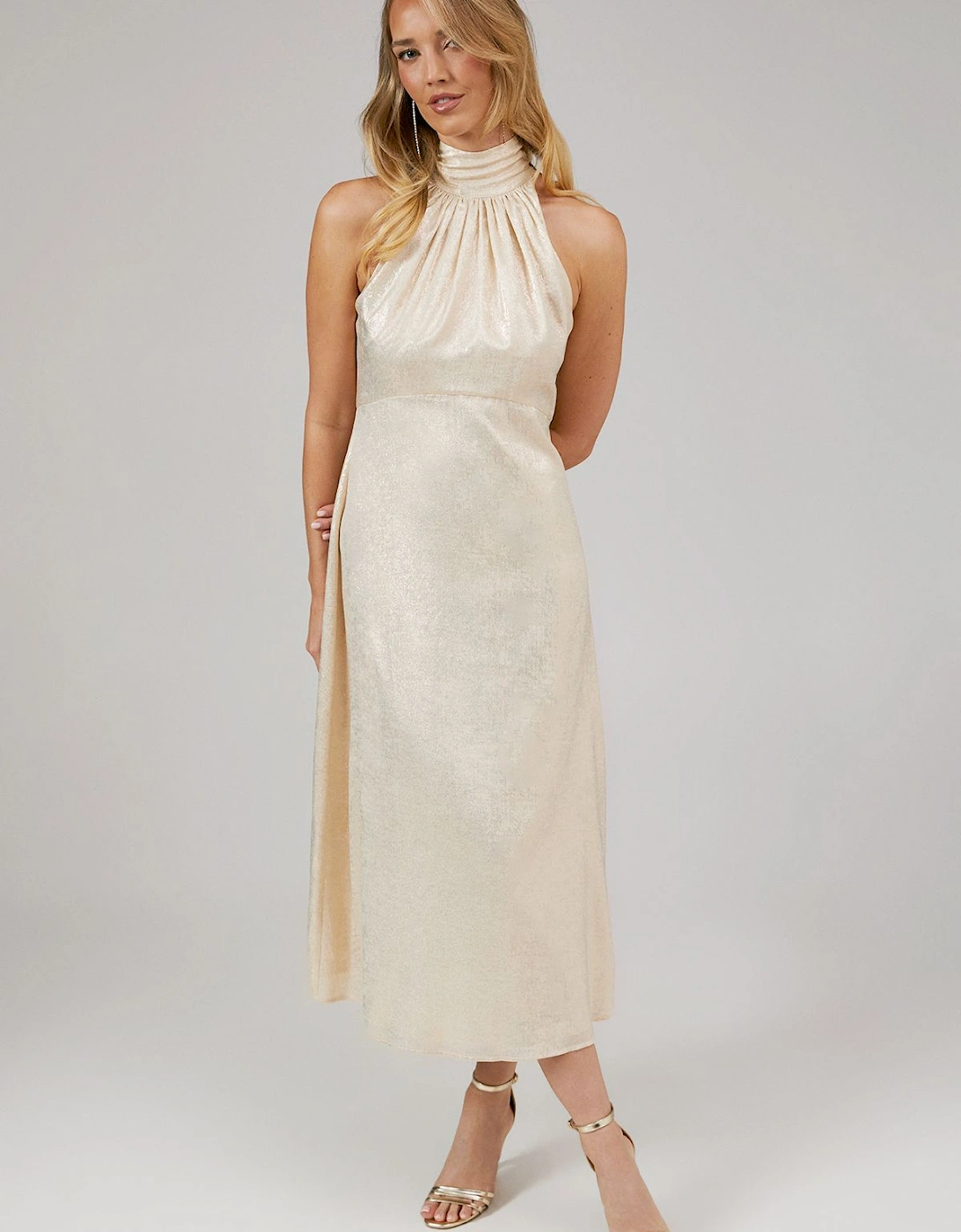 Shimmer Chiffon Halterneck Bridesmaid Dress, 2 of 1