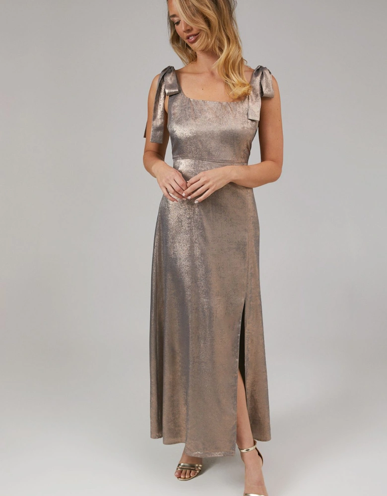 Shimmer Chiffon Tie Shoulder Bridesmaid Dress