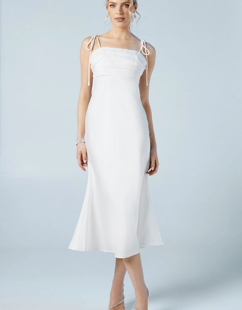 Satin Chiffon Mix Tie Shoulder Wedding Dress