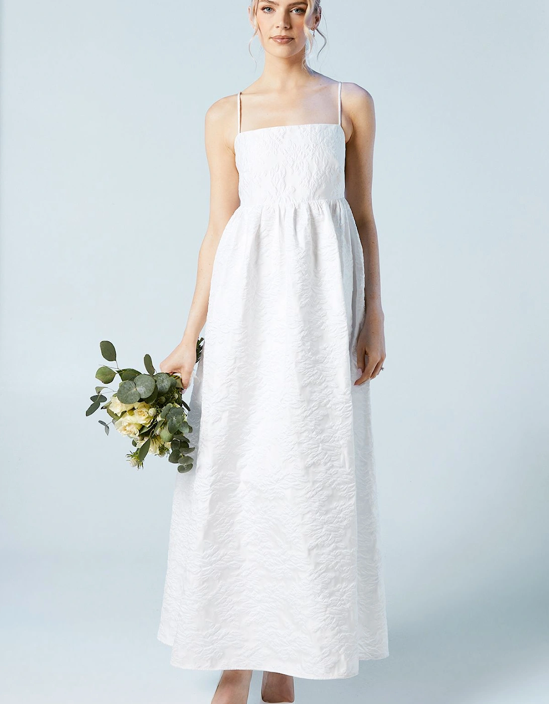 Cami Strap Babydoll Jacquard Wedding Dress, 2 of 1