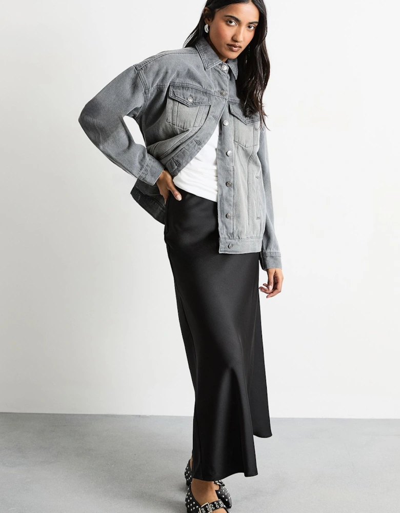 Satin Bias Cut Maxi Skirt