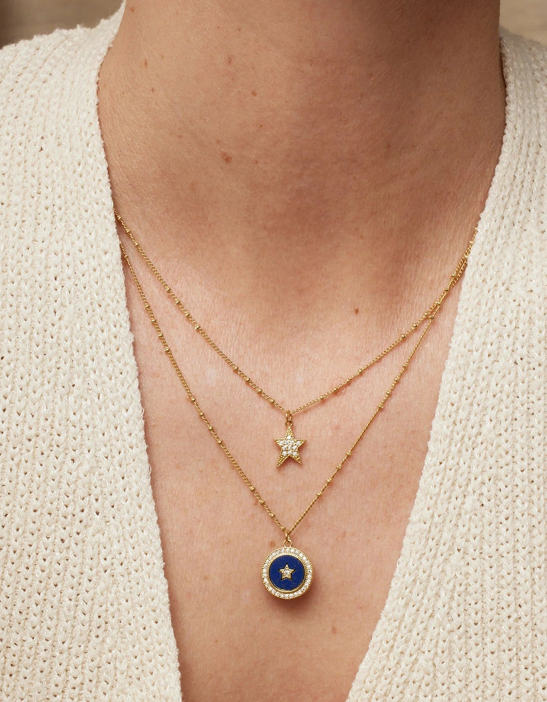 Nebula layered charm necklace