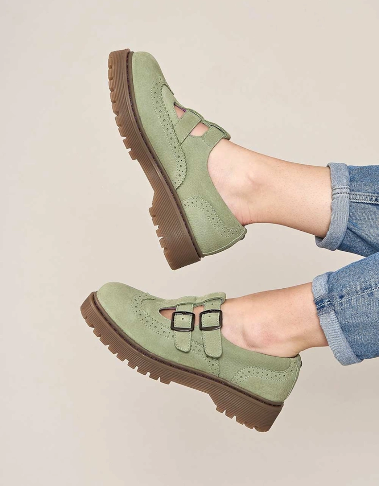 'Calthia' Chunky Nubuck Mary Jane Shoes