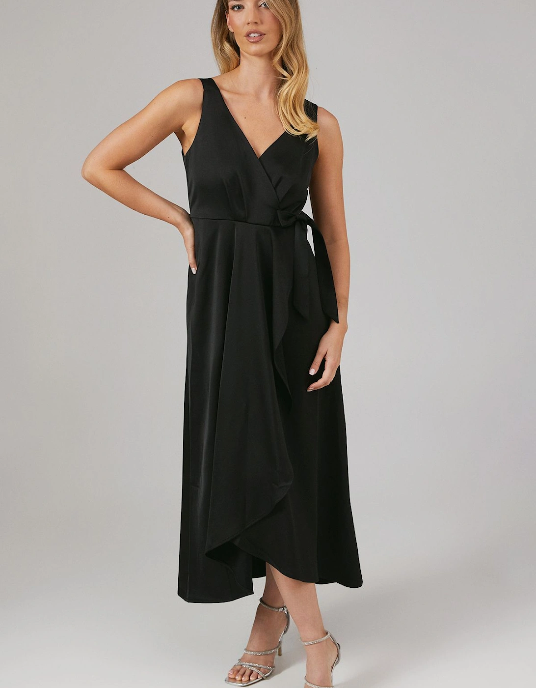 Wrap Top Satin Bridesmaid Midaxi Dress, 2 of 1