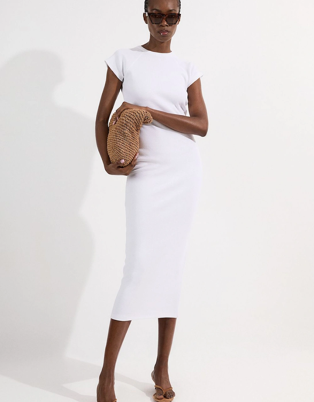 Compact Jersey Rib Cap Sleeve Maxi Dress, 2 of 1