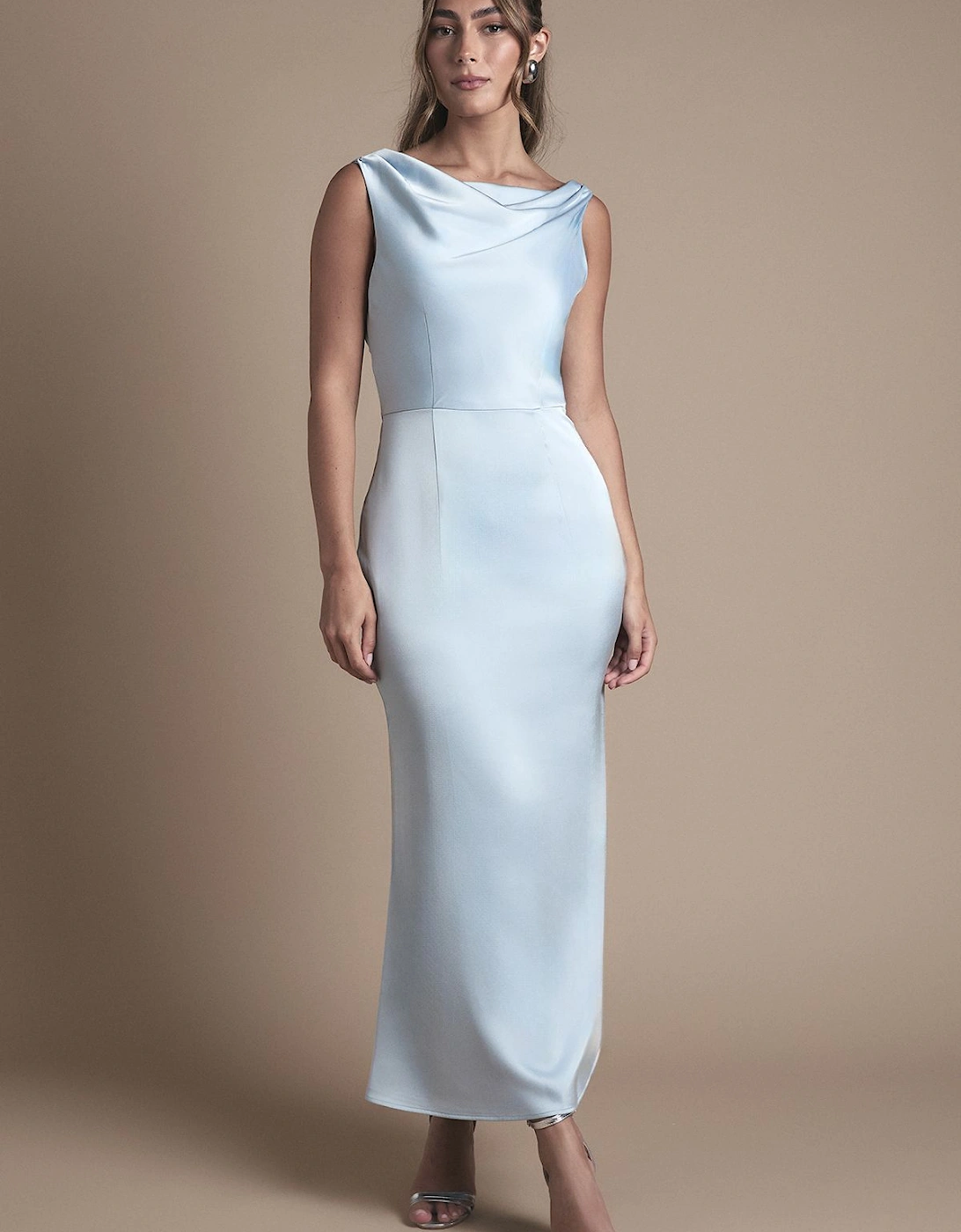 Cowl Neck Open Back Midi Bridesmaid Dress, 2 of 1