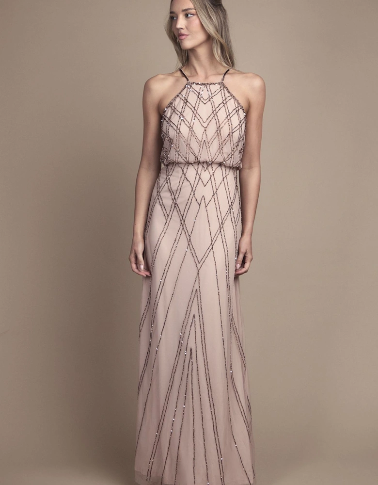 Sleeveless Sequin Maxi Bridesmaid Dress