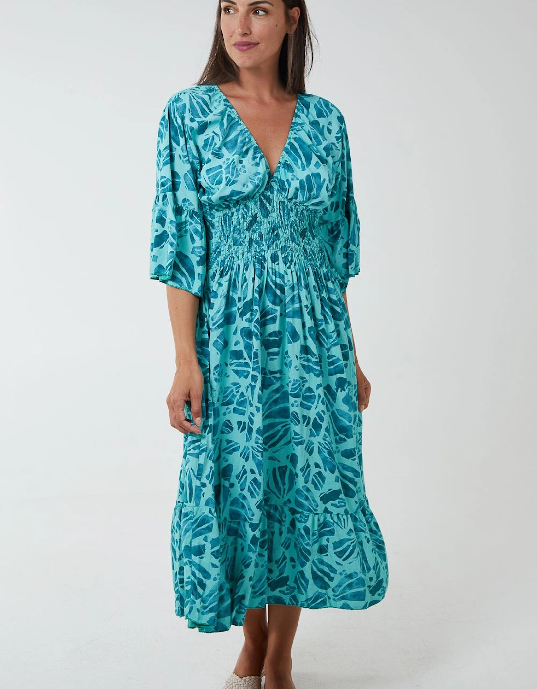 Shirred Bodice Midi Dress, 2 of 1