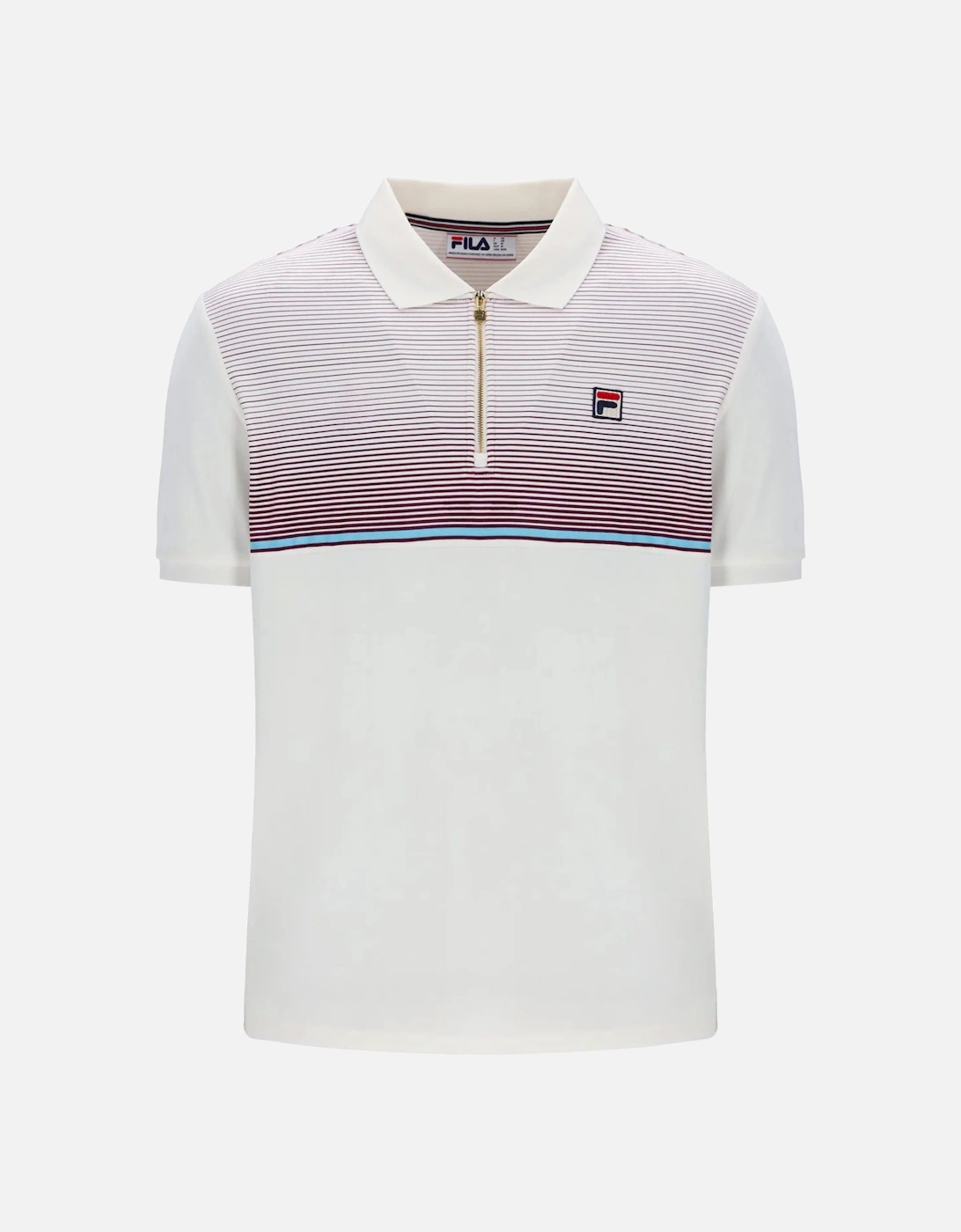 Paco Zip Stripe Velour Polo Shirt Gardenia/Fig/Milky Blue, 5 of 4