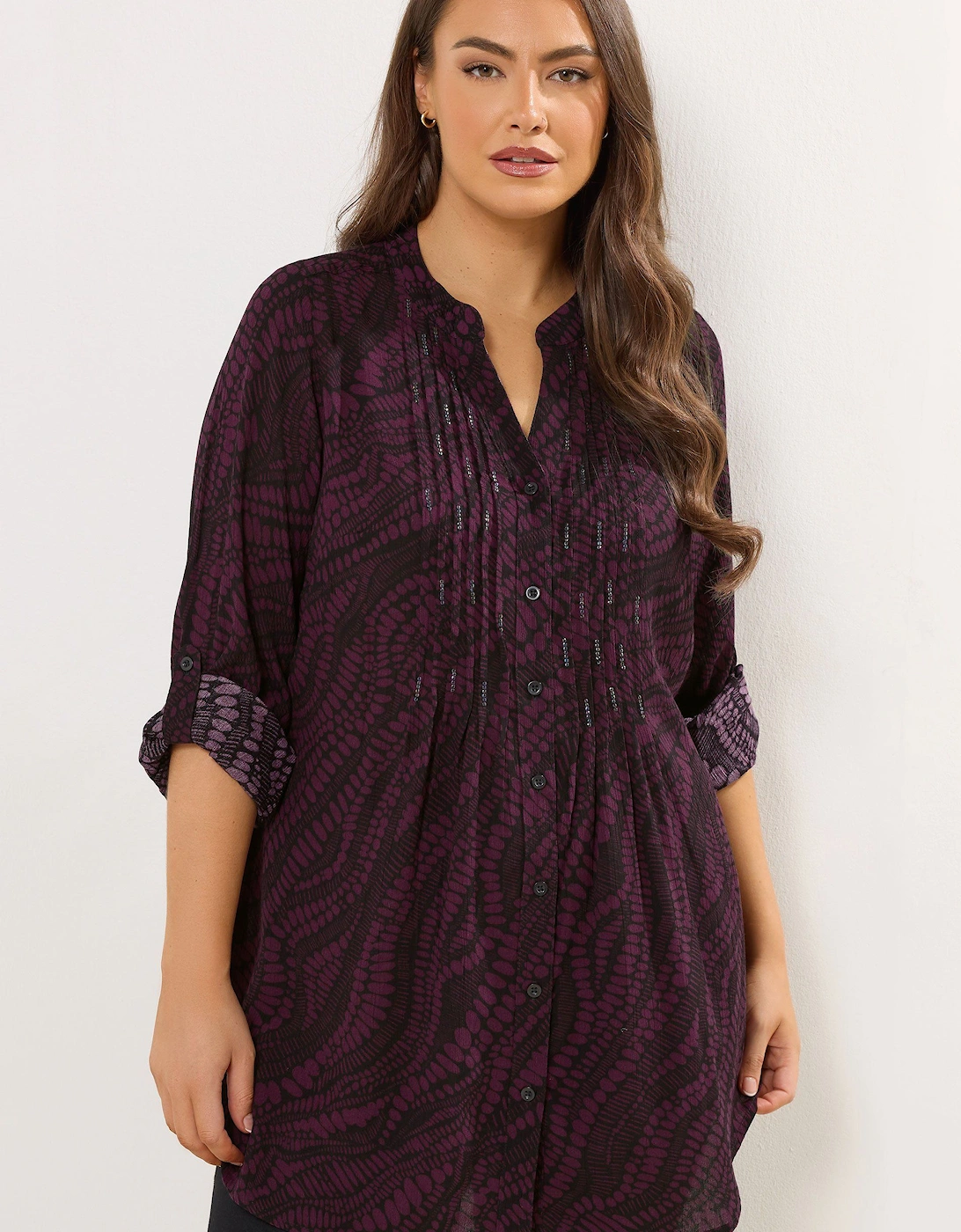 Abstract Print Pintuck Blouse, 2 of 1