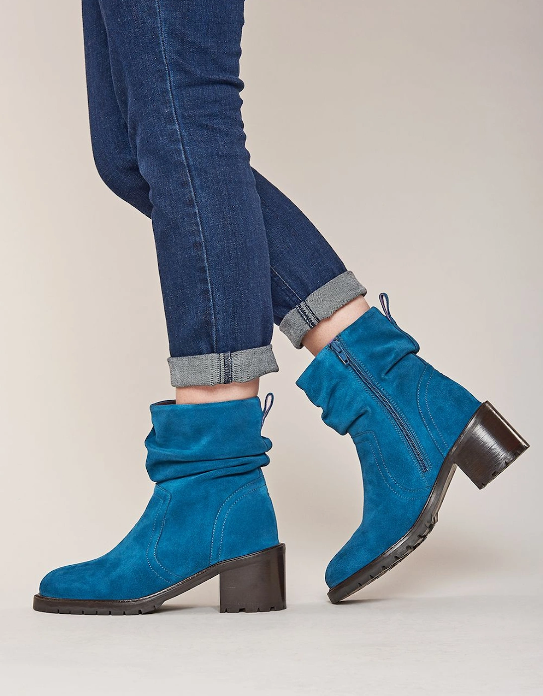 'Opie' Ruched Suede Heeled Ankle Boots, 2 of 1