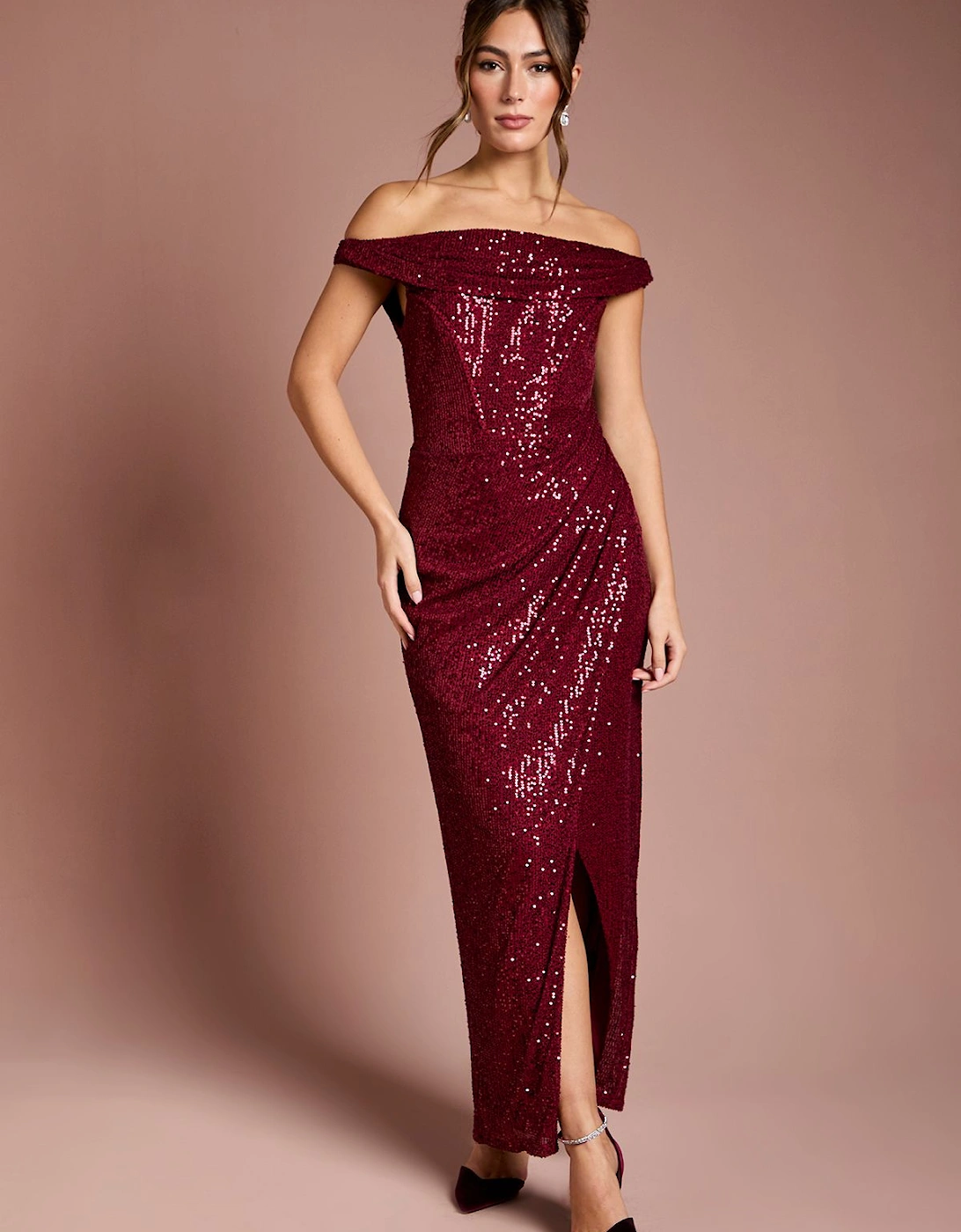 Sequin Bardot Maxi Dress, 2 of 1