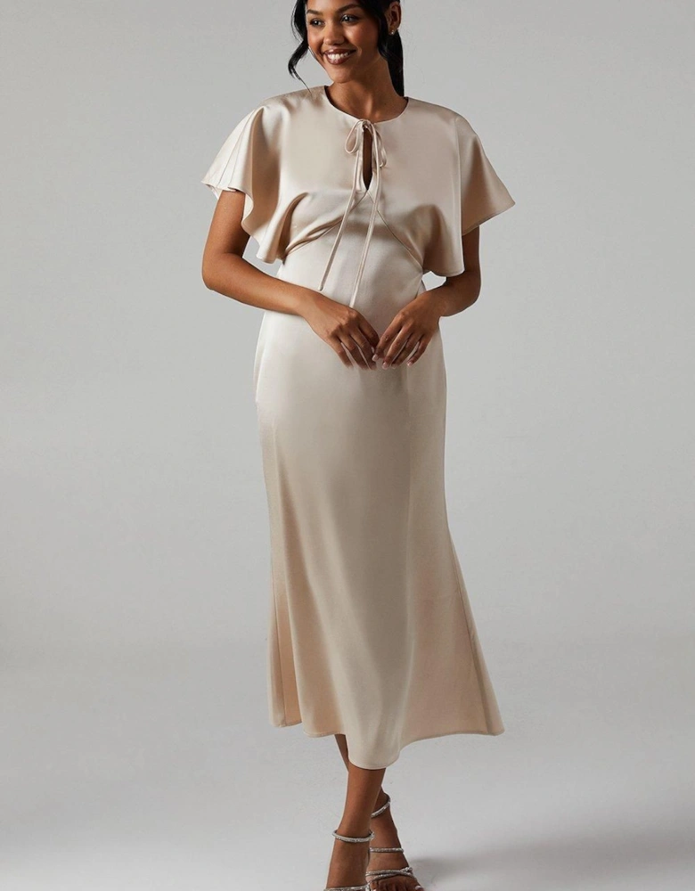 Satin Halter Bridesmaid Maxi Dress